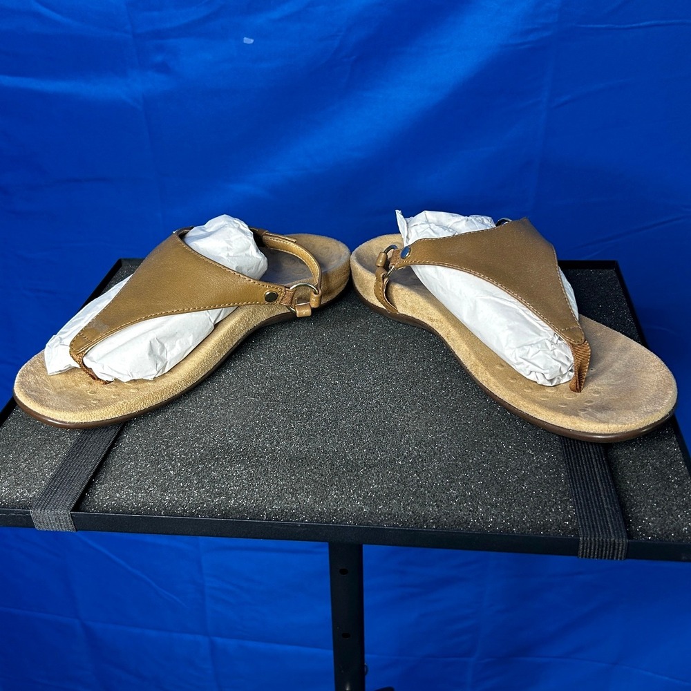 Vionic Women Brown Kirra Backstrap Tan Leather Thong Sandal Sz 7 Cushion Comfort - Picture 11 of 12